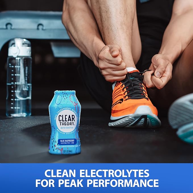 Clear Theory Water Flavoring Drops with Electrolytes – Electrolyte Drink Mix, [Blue Raspberry] Water Enhancer for Kids & Adults, Sugar-Free, Vegan, Gluten-Free, 2-Pack (1.62 fl oz Bottles)