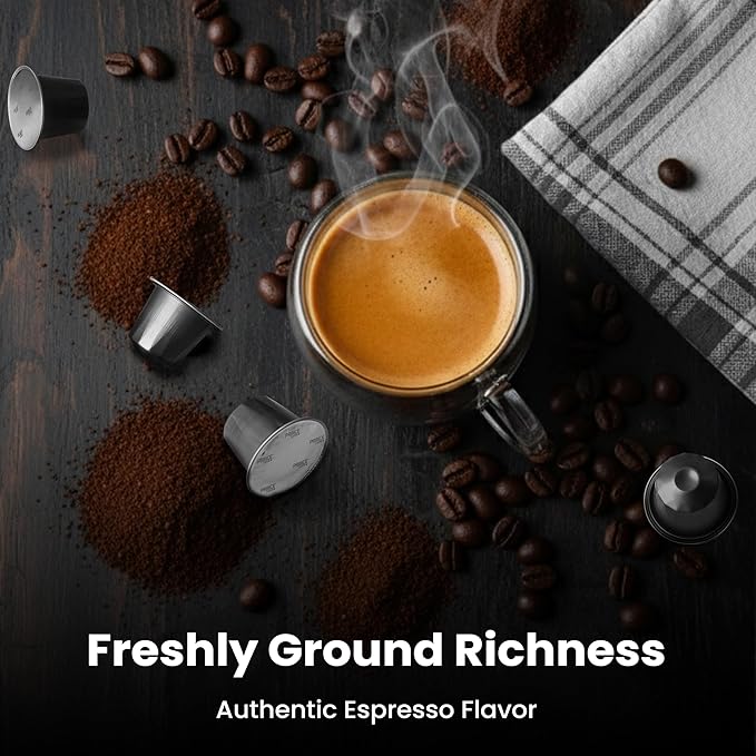Prince Caffe Espresso Pods – Intensity 7, Medium-Dark Roast, The Espresso Coffee Pods Are Compatible with Nespresso Original Line Machines, 30 Count (3 x 10 Capsules) Premium Quality Coffee Capsules.