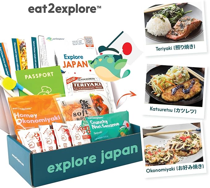 eat2explore Cooking Kits for Kids – Interactive & Educational Kids Cooking Sets Real for Ages 5 and Up,3 Recipe Cards & Global Ingredients – Fun Gift for Young Chefs (Japan Edition)