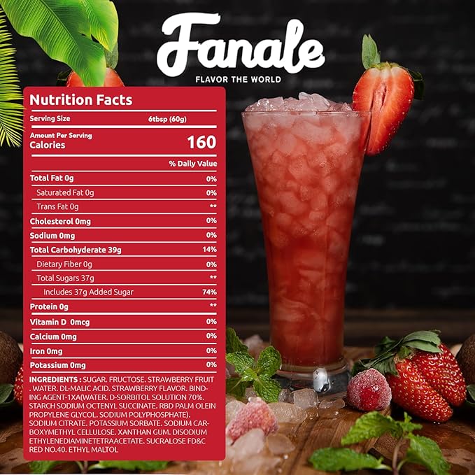 Fanale Premium Flavoring Concentrated Syrup for Bubble Tea | Strawberry Flavor Syrup | for Boba Tea, Smoothies, Slushes, Desserts | 11 pound Pack of 4 | SRP010-CS