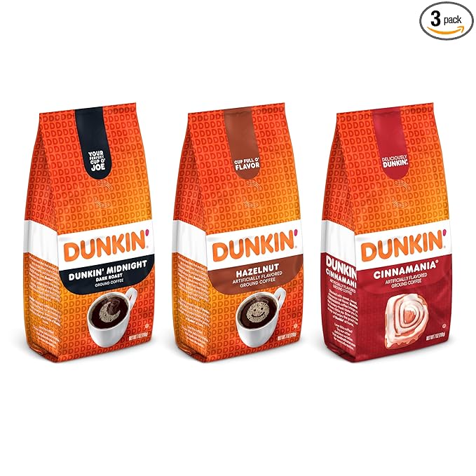 Dunkin’ Ground Coffee Limited Edition Variety Pack, Three 7 Oz. Bags