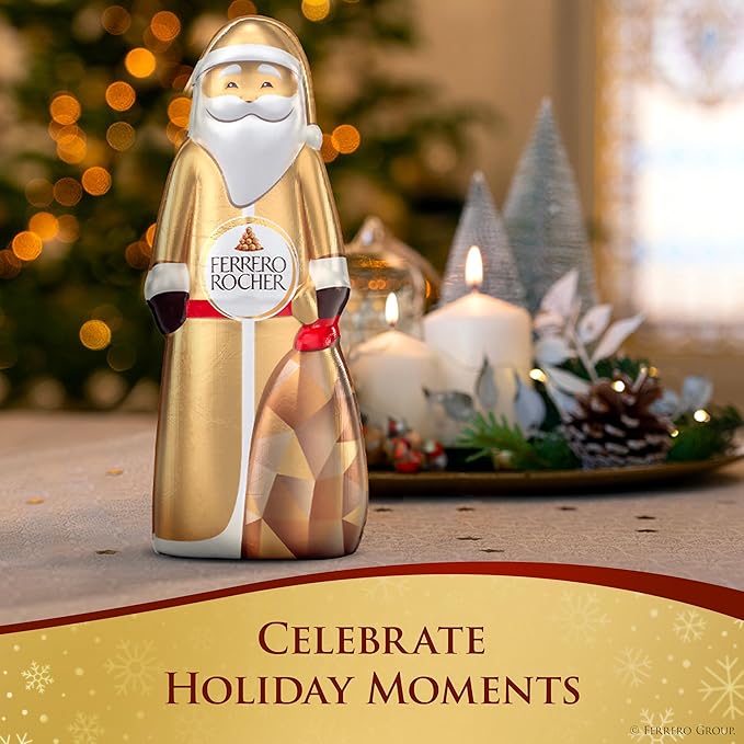 Ferrero Rocher, Milk Chocolate Hazelnut Hollow Santa, Holiday Chocolate Gift, 2.4 oz (Pack of 2)