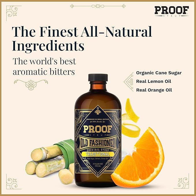 Proof Syrup - Old Fashioned Cocktail Mix - Made with Real Bitters & Cane Sugar - Traditional Flavor - Fast, Easy, Delicious, Handcrafted Cocktail Syrup - 4oz