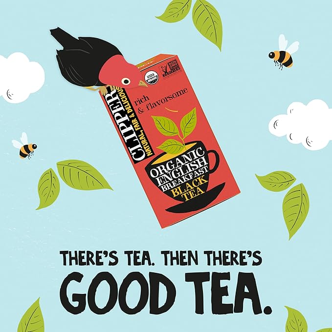 Clipper Tea, English Breakfast, Fairtrade, Organic, Plant-Based, Caffeinated British Tea, 6 Pack, 120 Unbleached Tea Bags