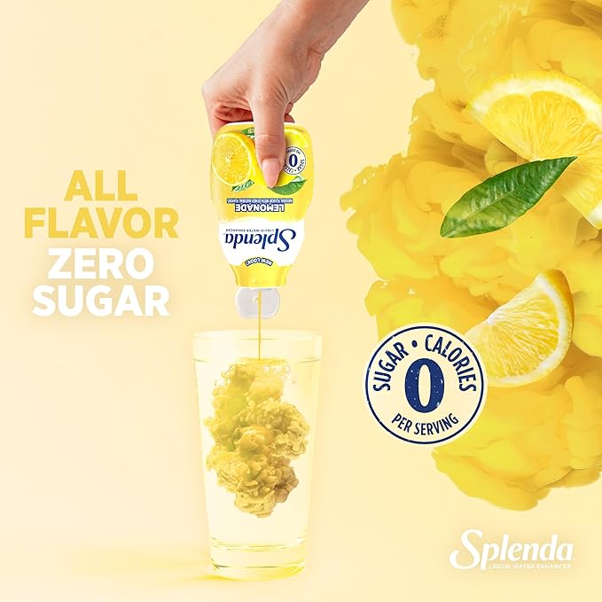 SPLENDA Liquid Water Enhancer Drops, Sugar Free, Zero Calorie, Natural Flavor, Concentrated Drink Mix, 3.11 Fl Oz Each Bottle (Lemonade, 2 Pack)