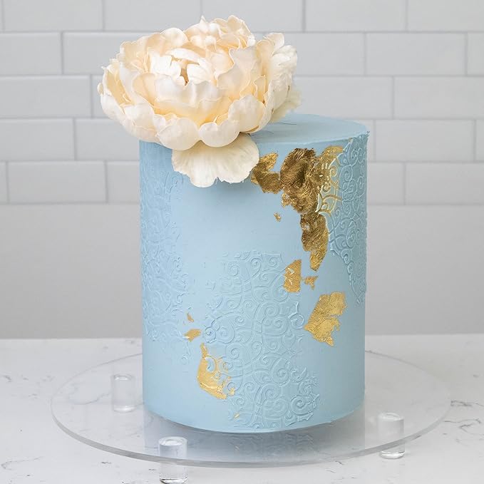 Cake Baking Stencil - Seamless Delicate Pattern for Decorating Tall Double Barrel Cake to Use with Buttercream, Royal Icing, Ganache, Paint, Airbrush (FLAIRE)