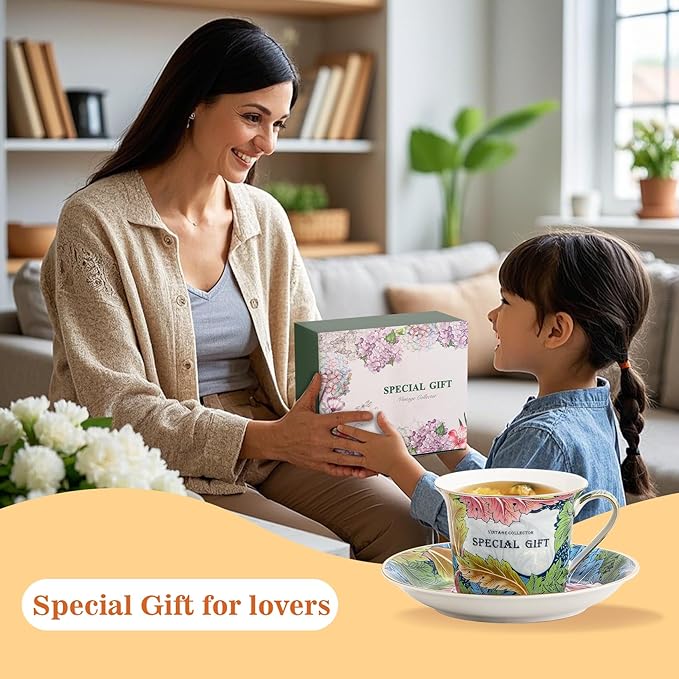 ACMLIFE Tea Set for Adults, 21-Piece Green Bone China Tea Set for Women with Teapot Sugar Bowl Cream Pitcher, Fine Chineae English British Set for 6, Gift (green, Extra Large set 21)