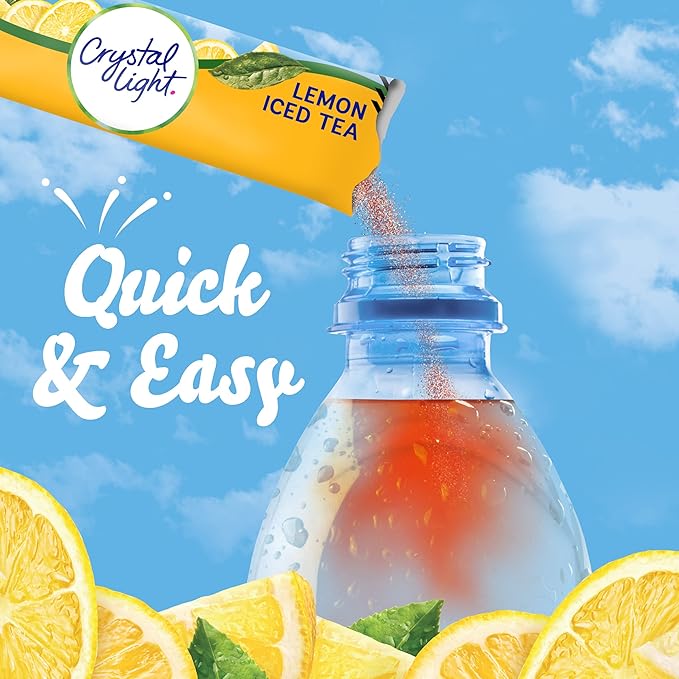 Crystal Light Lemon Iced Tea Naturally Flavored with other natural flavor Powdered Drink Mix, 120 ct Pack, 12 Boxes of 10 On-the-Go-Packets