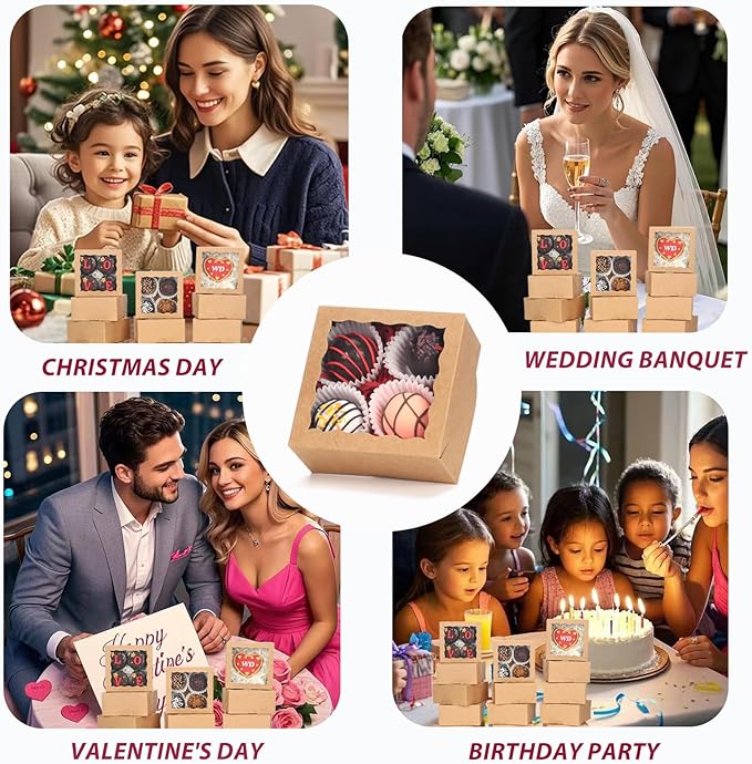 40 Pack Bakery Boxes 4x4x2 Inches Cookies Boxes Mini Bundt Cake Boxes Pie Boxes Cinnamon Roll Treat Boxes Chocolate Truffle Boxes Party Wedding Favor