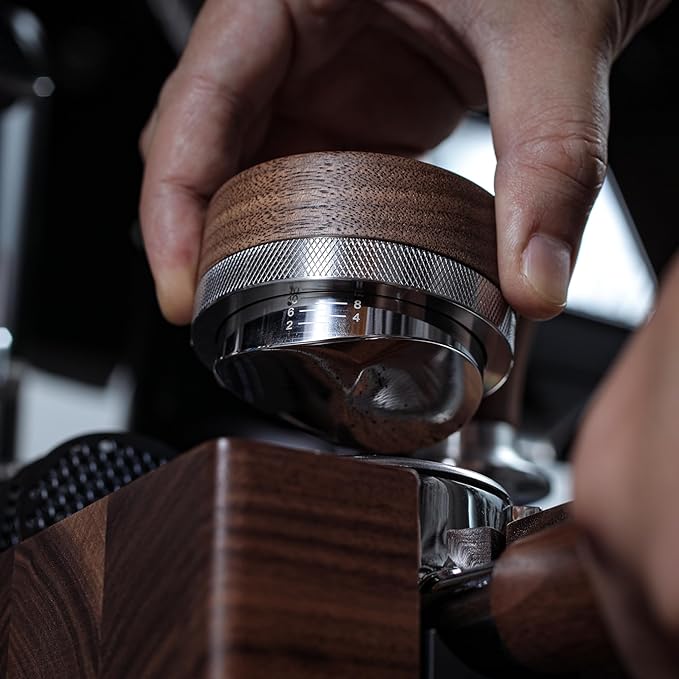 Breville Barista Express Accessories Kit 6pcs Includes 54mm Walnut Tamping Stand, Auto Leveling Tamper, Distributor, Bottomless Portafilter, Dosing Funnel and Puck Screen