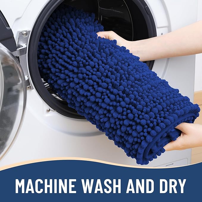 Arotive Luxury Chenille Bathroom Rug Mat, Extra Soft Thick Absorbent Shaggy Bath Rugs, Non-Slip Machine Wash Dry, Plush Bath Mats for Bathroom, Shower and Tub, 36x24, Royal Blue