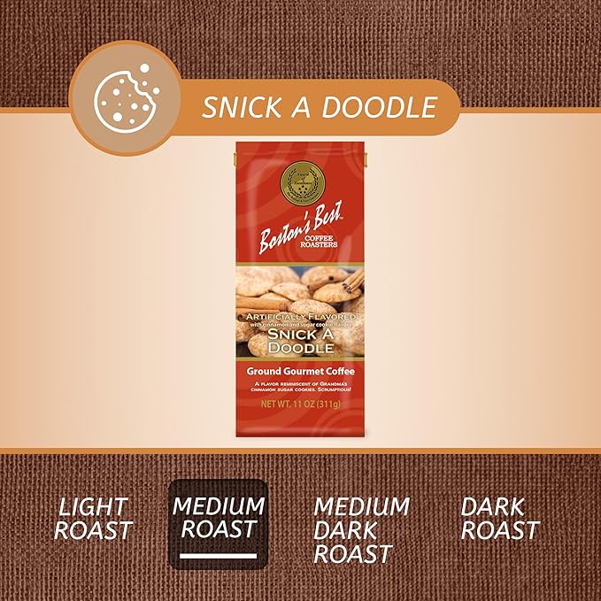 Boston’s Best Coffee - Snick A Doodle Flavored Delicious Gourmet Premium Ground Coffee, 11 oz. / 311 g Coffee Bag