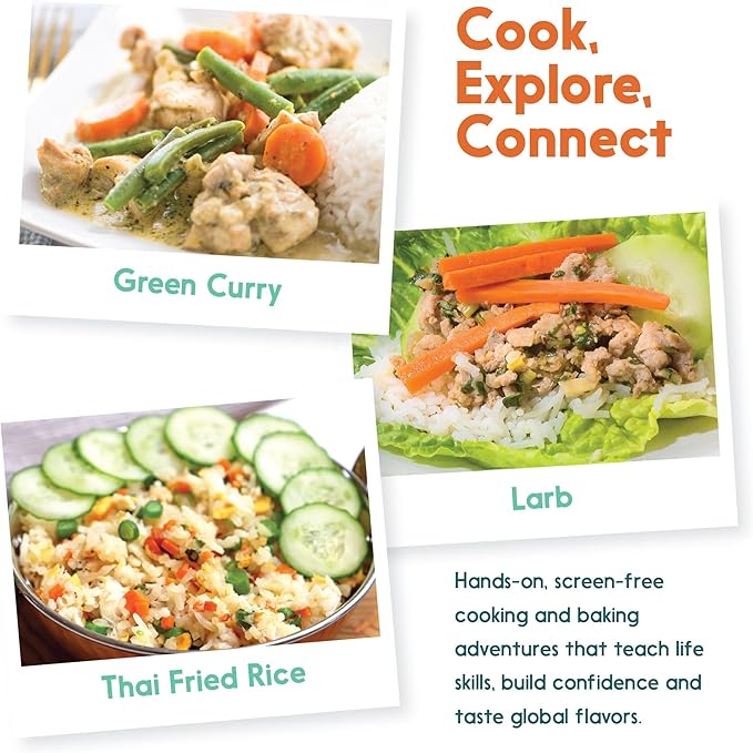 eat2explore Cooking Kits for Kids – Interactive & Educational Kids Cooking Sets Real for Ages 5 and Up,3 Recipe Cards & Global Ingredients – Fun Gift for Young Chefs (Thailand Edition)