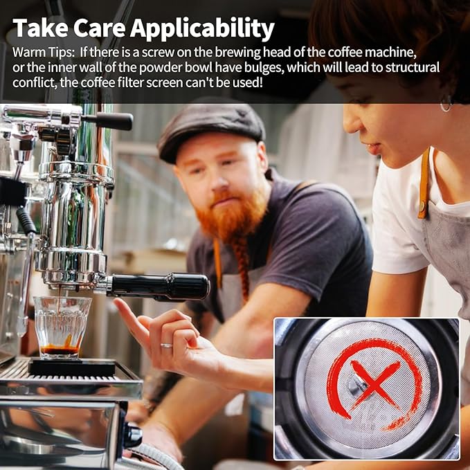2 PCS Espresso Puck Screen, Espresso Filter Screen for 53.5mm Portafilter, Reusable 1.7mm Thickness 150μm, 316 Stainless Steel Coffee Filter Replacement, Coffee Puck Filter for Espresso Machine