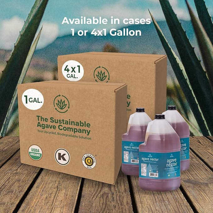 Sustainable Agave Co - Sheer - Agave Nectar - 1 Gallon Bottle (5kg) - Raw Sweetener, Sugar-Alternative, Vegan, Non-GMO, Kosher, Gluten-Free Syrup - Bartender's Best Friend