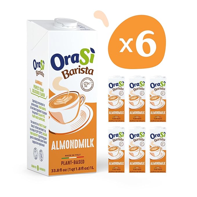 OraSì Almond Milk Sugar Free | 100% Italian Plant-Based Dairy-Free Drink | Unsweetened Non-GMO Gluten-Free Vegan Milk Alternative | Good Source of Calcium & Vitamins | 1 L (33.8 fl oz) Carton