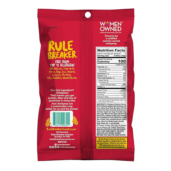 Rule Breaker Vegan & Gluten-Free Cookies | Mint Chocolate Brownie Bites |Plant-Based, Dairy, Nut, Soy, Allergen Free, Kosher | Soft-Baked School Snacks for Kids and Adults (Pack of 3)