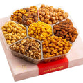 NUT CRAVINGS - Thanksgiving Mixed Nuts Gift Basket in Red Gold Classic Box (7 Assortments, 1 LB) Holiday Xmas Christmas Food Arrangement, Healthy Snack Care Package, Food Assortments