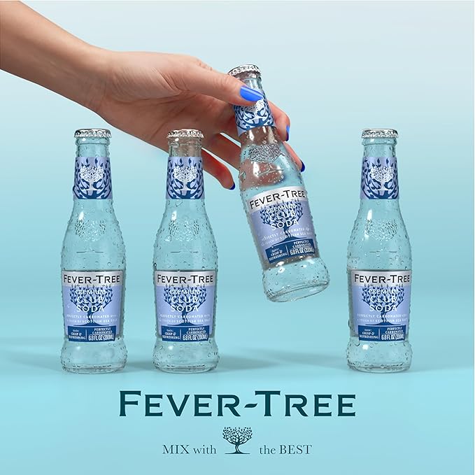 Fever-Tree Premium Club Soda, No Artificial Sweeteners, Flavourings or Preservatives, 6.8 Fl Oz (Pack of 24), Clear (A500115)