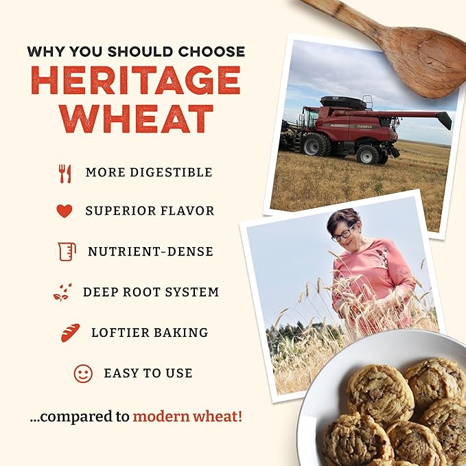 Sunrise Flour Mill Heritage Organic White Flour | USDA Organic All Purpose Flour Unbleached - Non-GMO, Kosher, Grown Without Glyphosate, High Protein for Baking, Unbromated White Wheat (400 Ounce (Pack of 1))