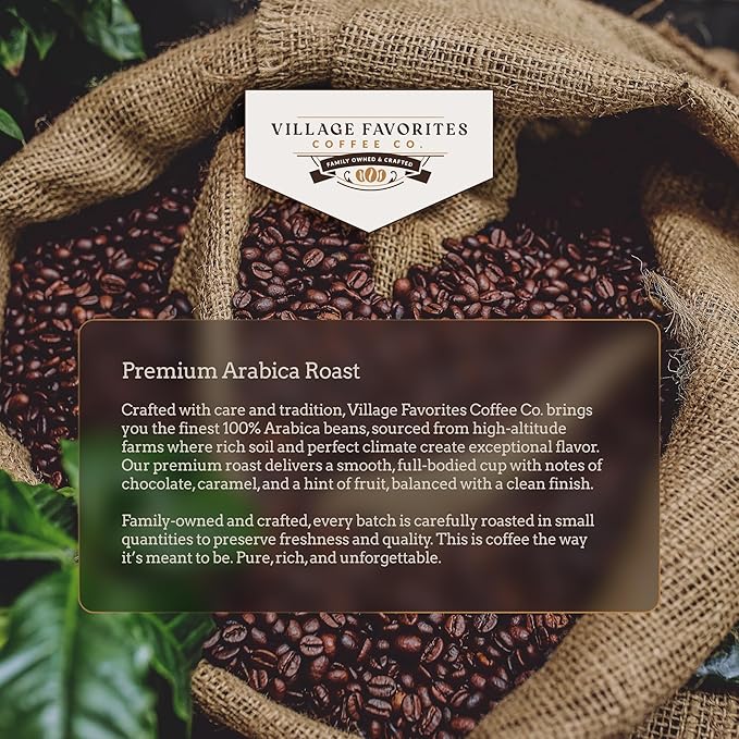 Village Favorites Flavored Coffee – Low Acid, Mold-Free, 100% Arabica, Slow Roasted Medium Roast, Smooth & Stomach Friendly, Ground, 1LB Bag (16oz)- Kosher (16oz, Toasted Coconut Crème)
