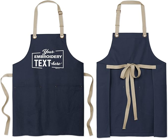 TEEAMORE Custom Embroidered Kitchen Apron Add Your Name Logo Design Cooking Baking Kitchen Chef Apron Gifts
