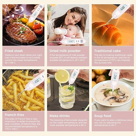 Meat Thermometer Digital - Instant Read Food Thermometer for Cooking Grilling Air Fryer Griddle Probe Kitchen Gadgets Essentials BBQ Grill Smoker Oil Fry Candy Turkey Instant Read Thermometer