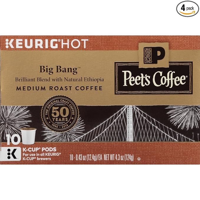 Peet's Coffee K-Cup Packs Big Bang Medium Roast Coffee 10 Count (Pack of 4)