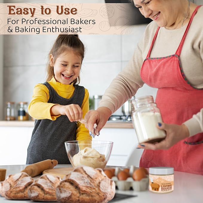 Living Dough - 150 Year Old Egyptian Whole Wheat Sourdough Starter Culture - Active & Live Organic Sourdough Starter for Baking - For Artisanal Bread, Pizza Dough, Waffles & More