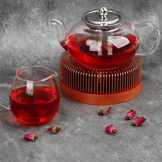 KAYCROWN Teapot Warmer, Tea Warmer with Tealight Holder, Teapot Heater for Heating Tea, Coffee, Milk, Food, Aluminum Alloy, Rose Gold
