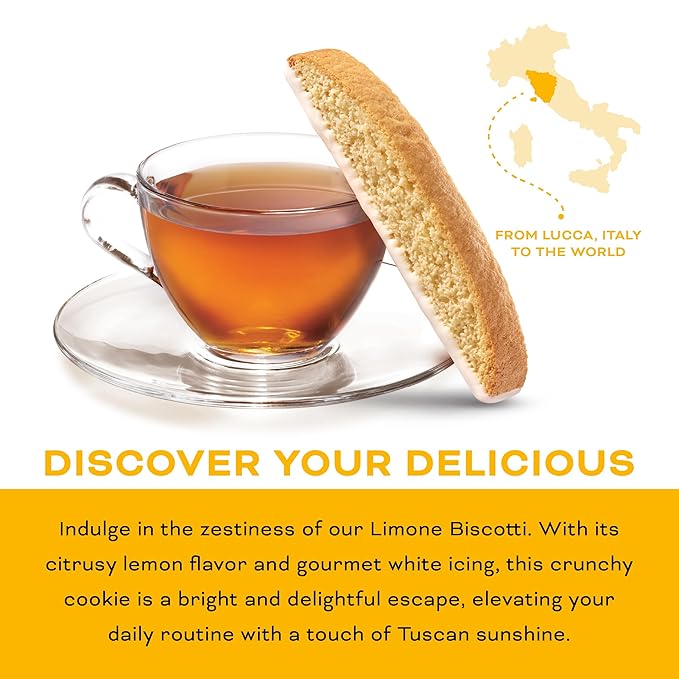 Nonni's Limone Lemon-Iced Biscotti Cookies – Individually Wrapped Italian Tea-Time Snack, Crunchy Twice-Baked, 110 Cal Each, 21.5 oz Carton, 2 Pack