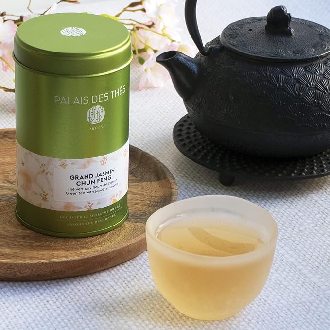Palais des Thés - Grand Jasmine Chun Feng - Jasmine Green Tea - 3.5oz Loose Leaf Metal Gift Tin, Serves 20-25 Cups