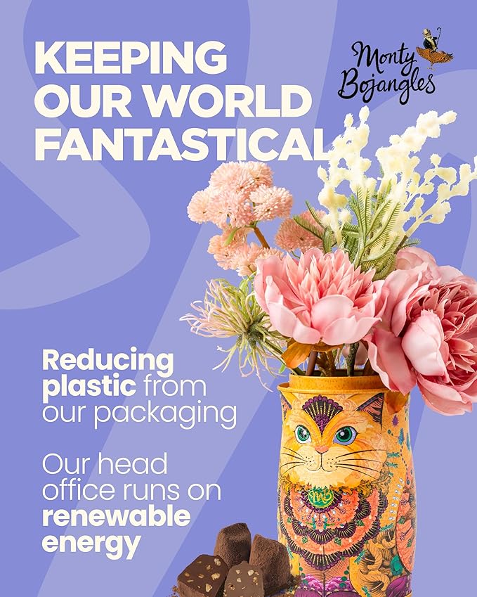 Monty Bojangles Cocoa Dusted Chocolate Truffles Cat Tin (Violet Rebel - 4.7oz) Choccy Scoffy Flavored Luxury Chocolatey Truffles - Collectable Cat Tin, Chocolate Gift Box With Bespoke Design