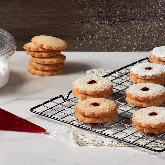 STERN'S BAKERY Linzer Tart Cookies – Christmas Cookies in a Tin | Raspberry Shortbread Cookies – Gourmet Holiday Food Gifts for Women, Corporate & Friends – Kosher, Nut Free, Dairy Free