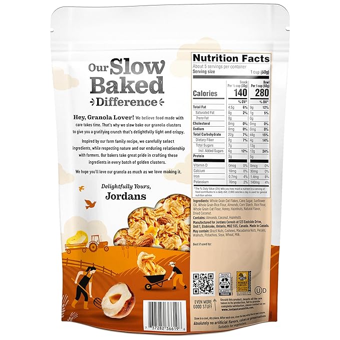 Jordans Cereals | Delightfully Crisp Slow-baked Granola | No Artificial Flavors, Colors, or Preservatives | Healthy Snacks for Adults & Kids | 11.4 oz (325 Grams, Honey Nut)