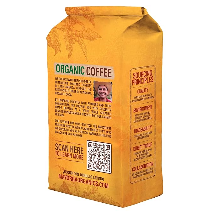 Mayorga Decaf Dark Roast 5lb Bag Cafe Swiss Water Decaffeinated Cubano Roast 100% Arabica Whole Coffee Beans - Smoothest Organic Coffee - Specialty Grade, Non-GMO, Direct Trade