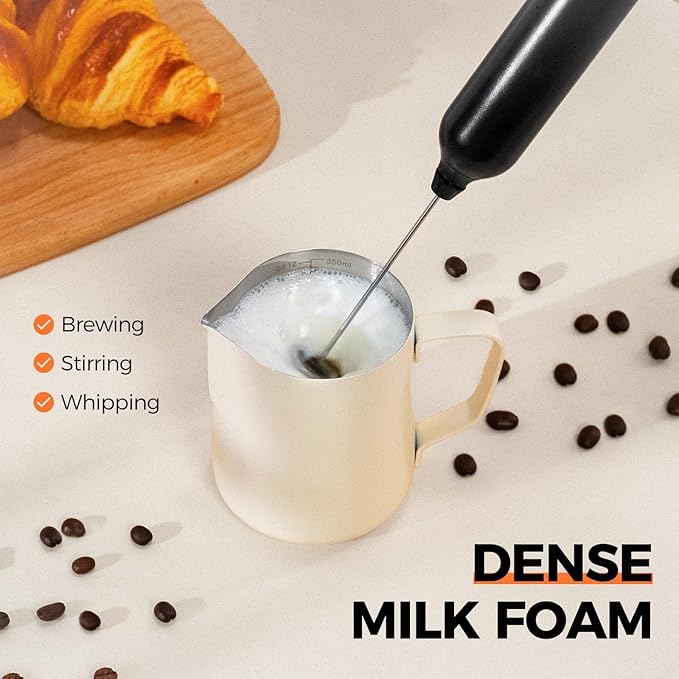 Milk Frother Type-C Rechargeable Handheld Electric Whisk Coffee Frother 3 Speed Adjustable Foam Maker Blender for Coffee Matcha Latte Cappuccino Hot Chocolate Kitchen Gifts(Black)