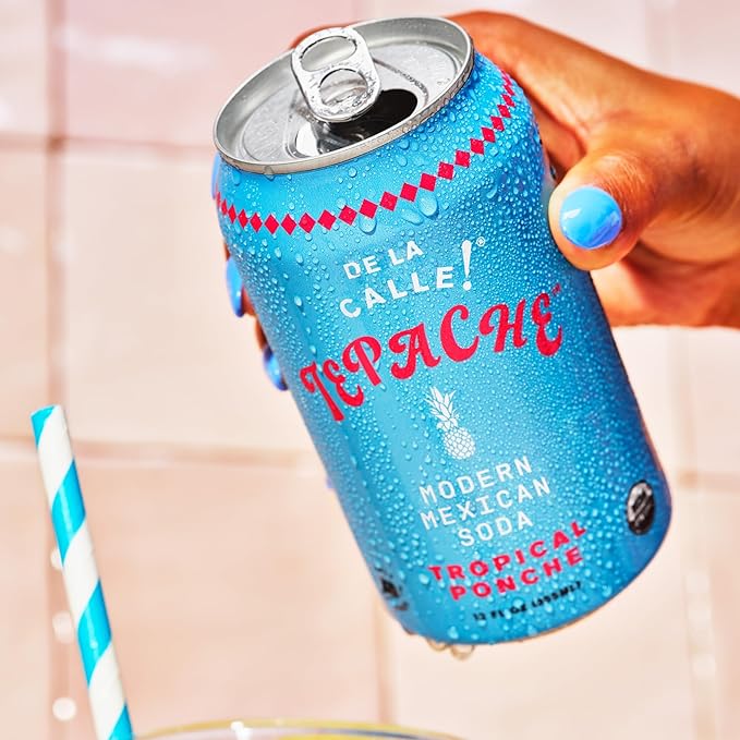 De La Calle Tepache - Tropical Ponche - Modern Mexican Soda - Craft Fermented Pineapple Sparkling Beverage - Certified Organic, Antioxidant Rich, Non-Alcoholic, Healthy Soda, Low Sugar, Low Calorie, Non-GMO