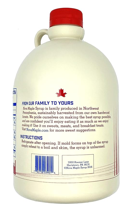 Nova Maple Syrup - Pure Grade-A Maple Syrup (Half Gallon)
