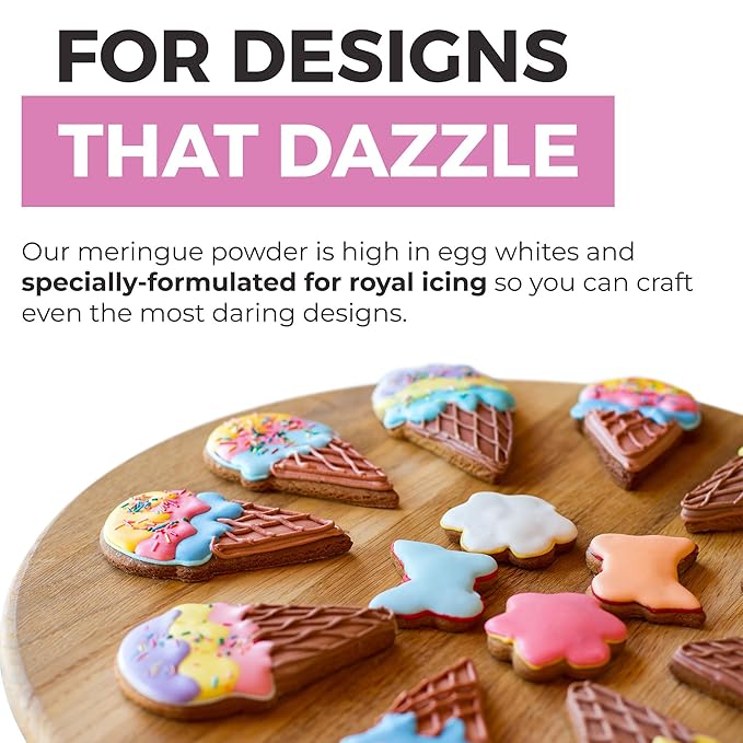 Meringue Powder (14oz) For Royal Icing, Premium Quality, High Egg White Formula, Create Incredible Royal Icing or Frosting for Sugar Cookies, Naturally Flavored, Verified Gluten Free, Non-GMO Sourced