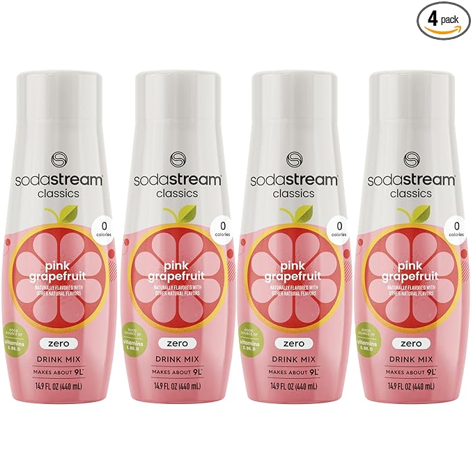 SodaStream Pink Grapefruit Zero Calorie, 14.8 Fl Oz (Pack of 4)