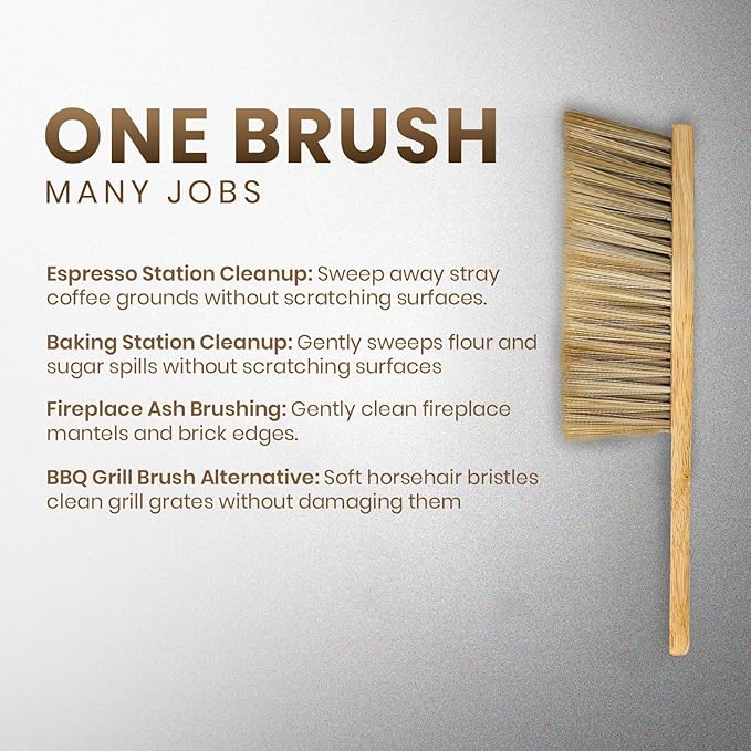 Rattleware Durable 11” Counter Brush - Solid Wood Handle, Horsehair Bristles & Static-Fre - Ideal for Home & Commercial Use