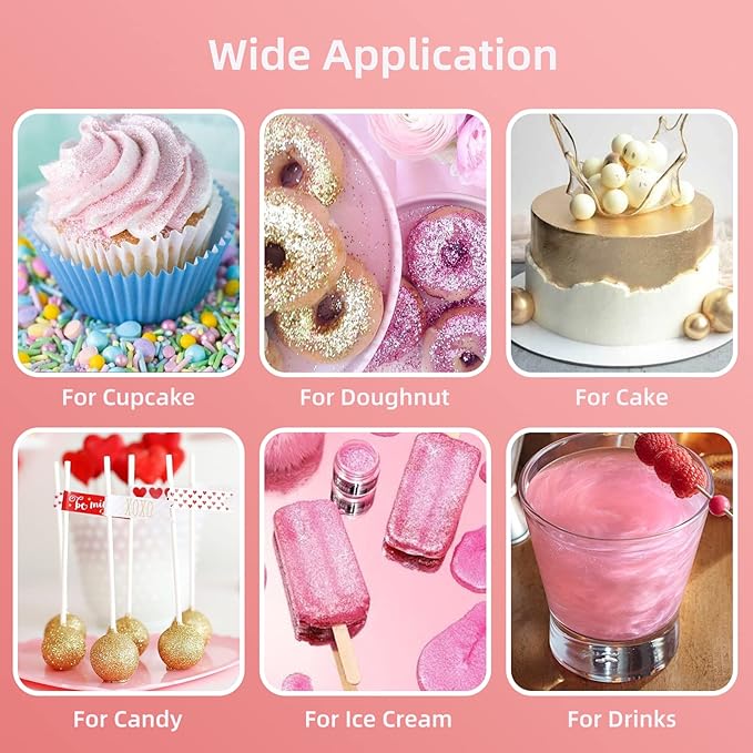 Edible Glitter Spray - 3/4oz Luster Dust Edible Food Grade Glitter Shimmer Dust Powder for Cocktails, Drinks, Cake Decorating - Metallic Food Coloring Powder for Wine, Candy, Cookie, Icing (White)