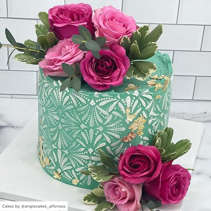 Cake Decorating Stencil for Tall Buttercream Cake, Royal Icing, Ganache, Paint, Airbrush (Glam)