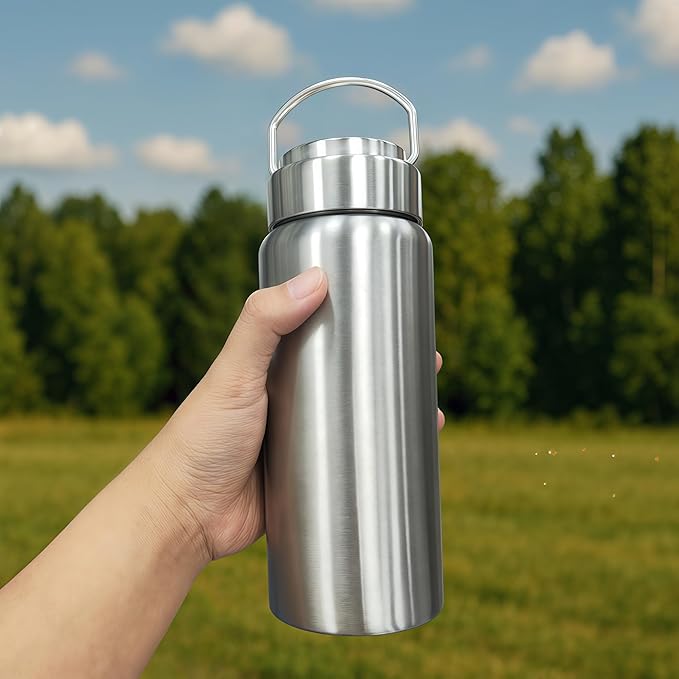 Vacuum Insulated Stainless Steel Water Bottle with Tea Infuser - Wide Mouth,BPA-Free, Leak- Proof,Keeps Cold 24H/ Hot 12H- Ideal for Travel,Office, Gym (17oz)