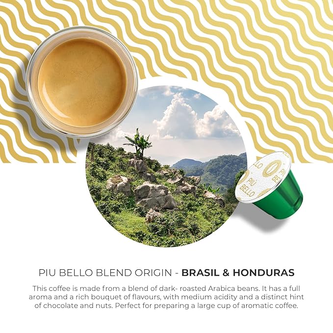 Piu Bello Blend Espresso Coffee Pods for Nespresso Original Machines – Compatible Capsules Pack – Rich & Balanced Taste – Strong Italian Espresso Flavor – Kosher Certified (60 Count, Single Flavor)