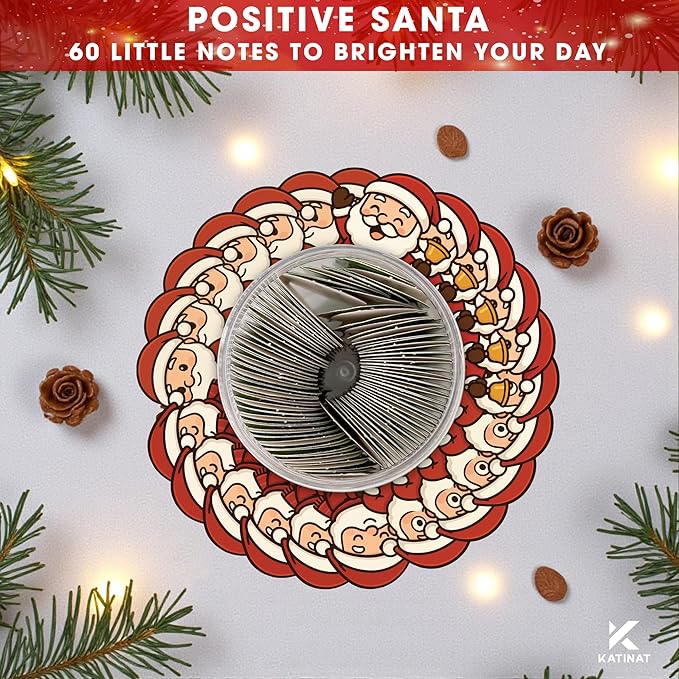 Positive Santa Jar – 60 Funny Emotional Support Santa Jar- Christmas Gifts for Teens, Women, Men, Coworkers, Teachers, Sisters, Friends – Christmas Stocking Stuffer for Teen Girls, Boys, Women