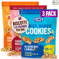 Cooper Street Cookies Twice Baked Italian Biscotti Cookies - Lemon Blueberry, Orange Cranberry and Cherry White Chunk | Crispy, Light and Healthy Cookies | Peanut & Dairy Free | 20oz | 3 Pack