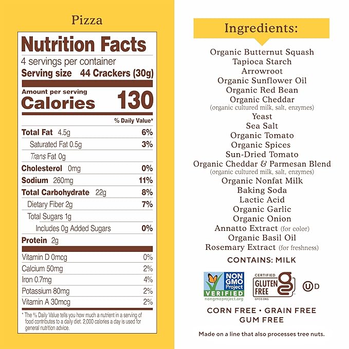 Simple Mills Pop Mmms Cheddar Baked Snack Crackers and Pop Mmms Pizza Baked Snack Crackers (Pack of 2)