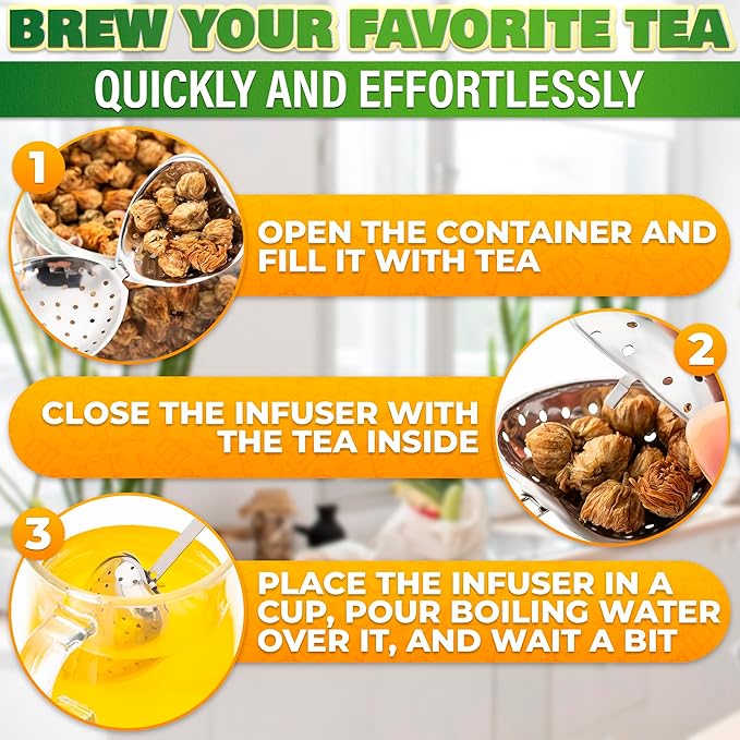 Heart Tea Infuser for Loose Leaf Tea Steeper – 10 Pcs Rust-Resistant Stainless Steel Diffusers with Sturdy Clasp – Easy Brewing, No Loose Leaves, Great for Parties & Gifting